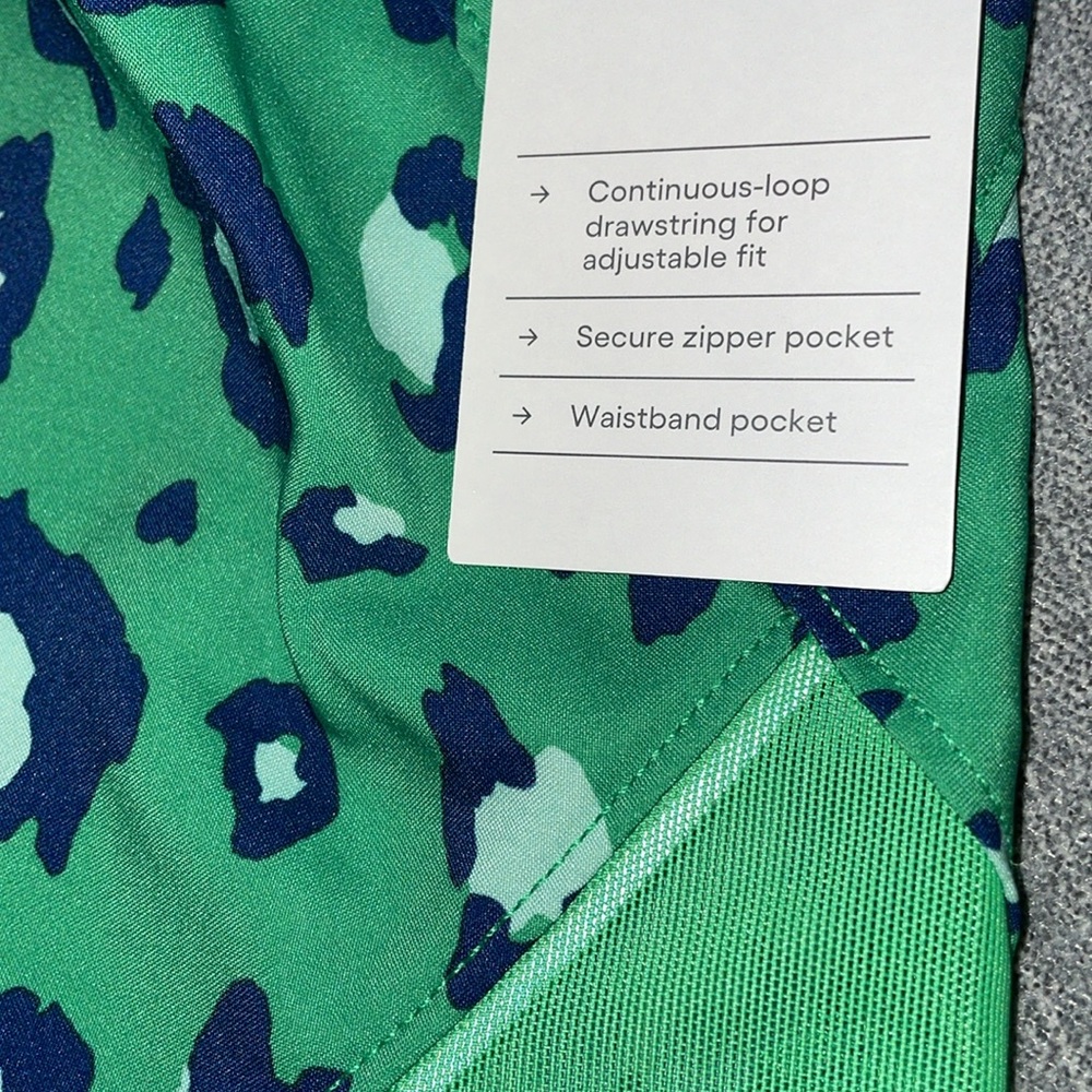 All In Motion Mid-Rise Running Shorts Green Leopard Print Run Shorts 3” - Picture 7 of 8